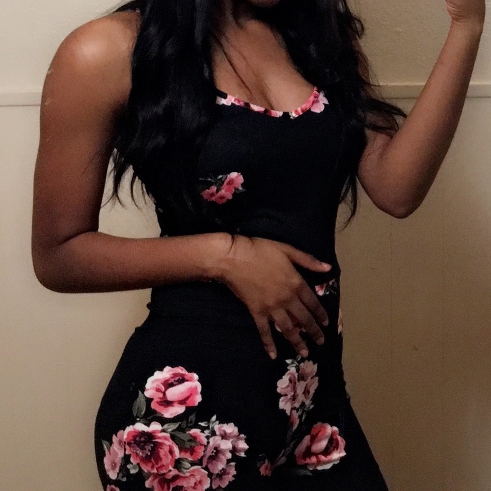 Black and Pink Floral Jumpsuit